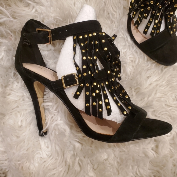 ALDO| NEW Womens black fringe high heels NEVER WORN|Size 7 - Picture 2 of 7